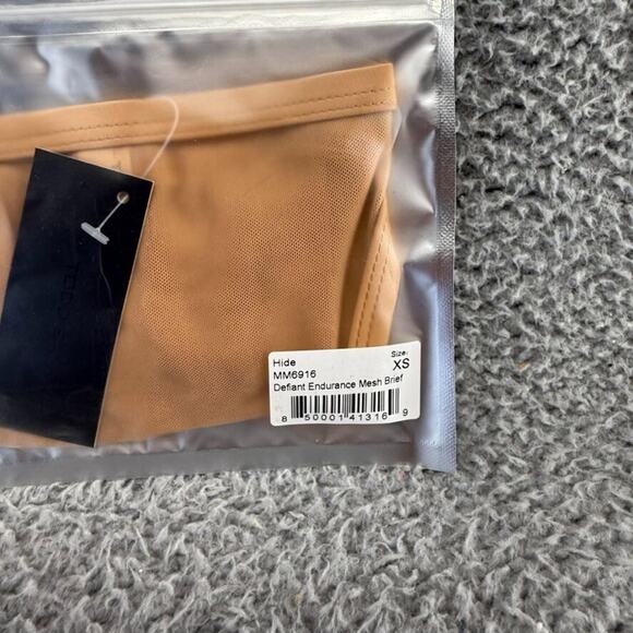 Todd Sanfield Brief Underwear mens XS Tan Hide Defiant Endurance Mesh NEW - Picture 2 of 4